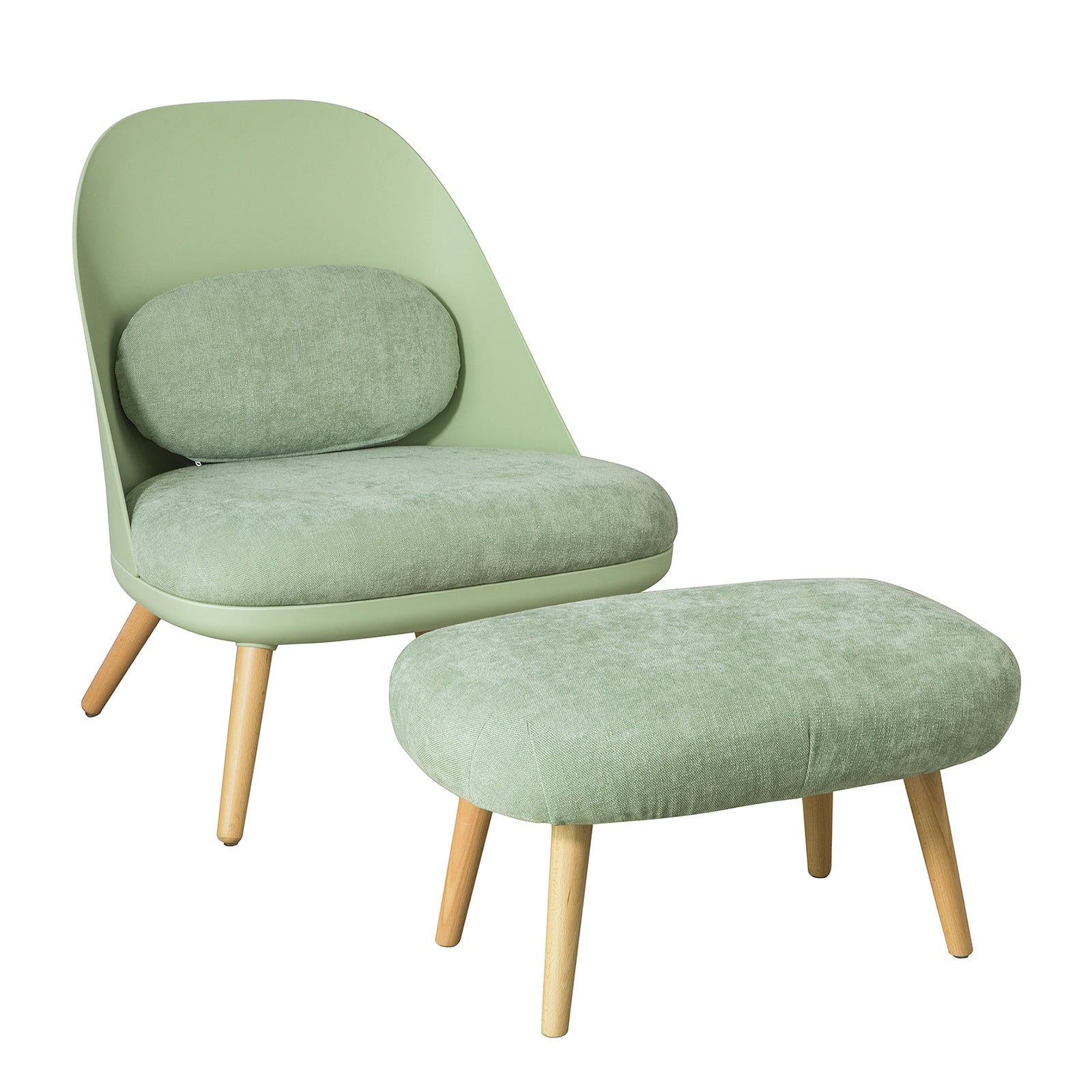 Poltrona Relax Imbottita con poggiapiedi Poltrona e Pouf Verde, scandinave Verde FST63-GR
