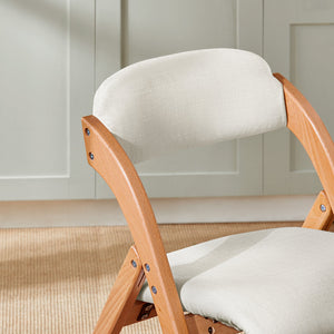 Sedia Pieghevole Sedia da cucina con sedile e schienale imbottiti Sedia da scrivania in faggio bianco FST92-W