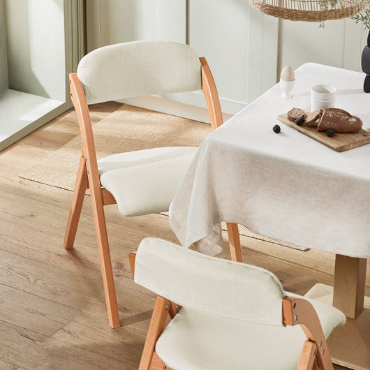 Sedia Pieghevole Sedia da cucina con sedile e schienale imbottiti Sedia da scrivania in faggio bianco FST92-W