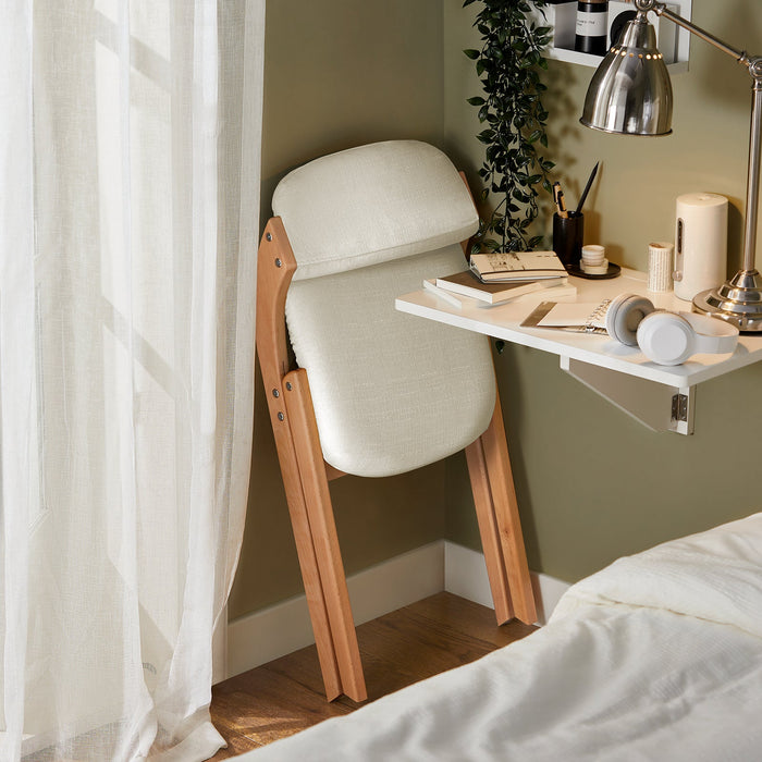 Sedia Pieghevole Sedia da cucina con sedile e schienale imbottiti Sedia da scrivania in faggio bianco FST92-W