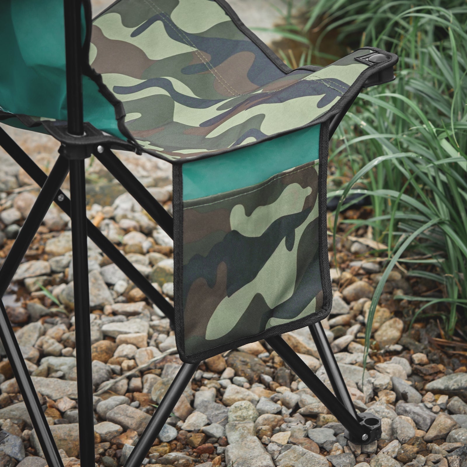 Sedia pieghevole da campeggio, Sedia da pesca per esterno Verde Astratto Camuffare 45x43x74 cm FST96-TN