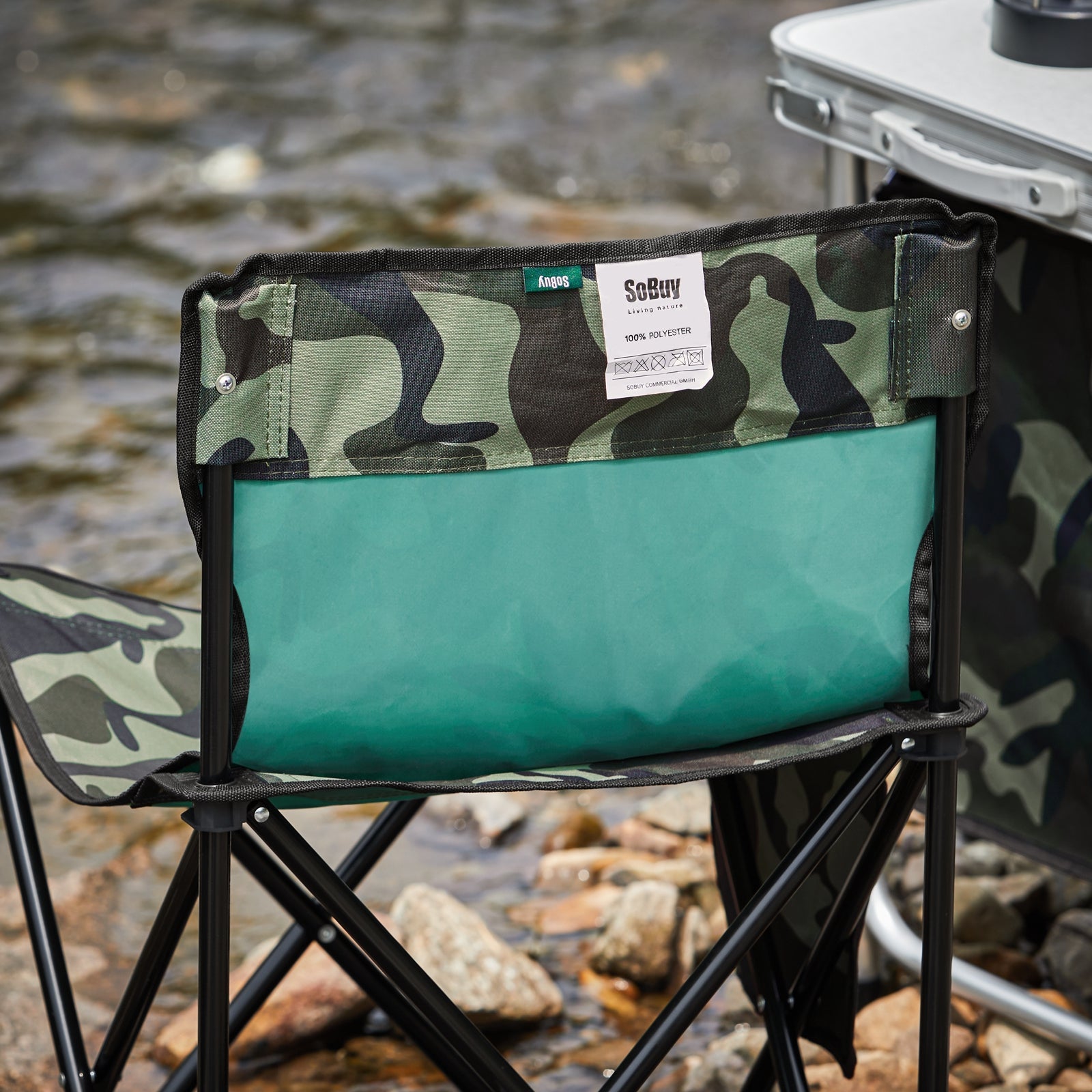 Sedia pieghevole da campeggio, Sedia da pesca per esterno Verde Astratto Camuffare 45x43x74 cm FST96-TN