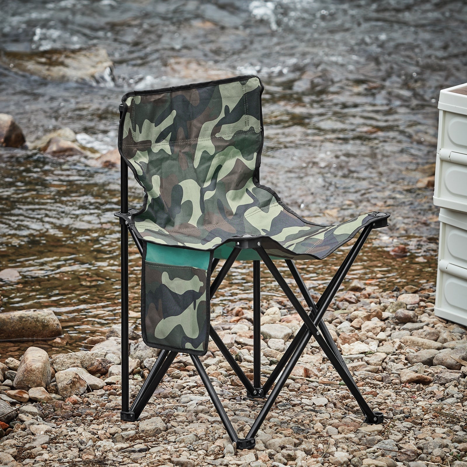 Sedia pieghevole da campeggio, Sedia da pesca per esterno Verde Astratto Camuffare 45x43x74 cm FST96-TN