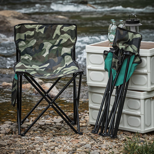 Sedia pieghevole da campeggio, Sedia da pesca per esterno Verde Astratto Camuffare 45x43x74 cm FST96-TN