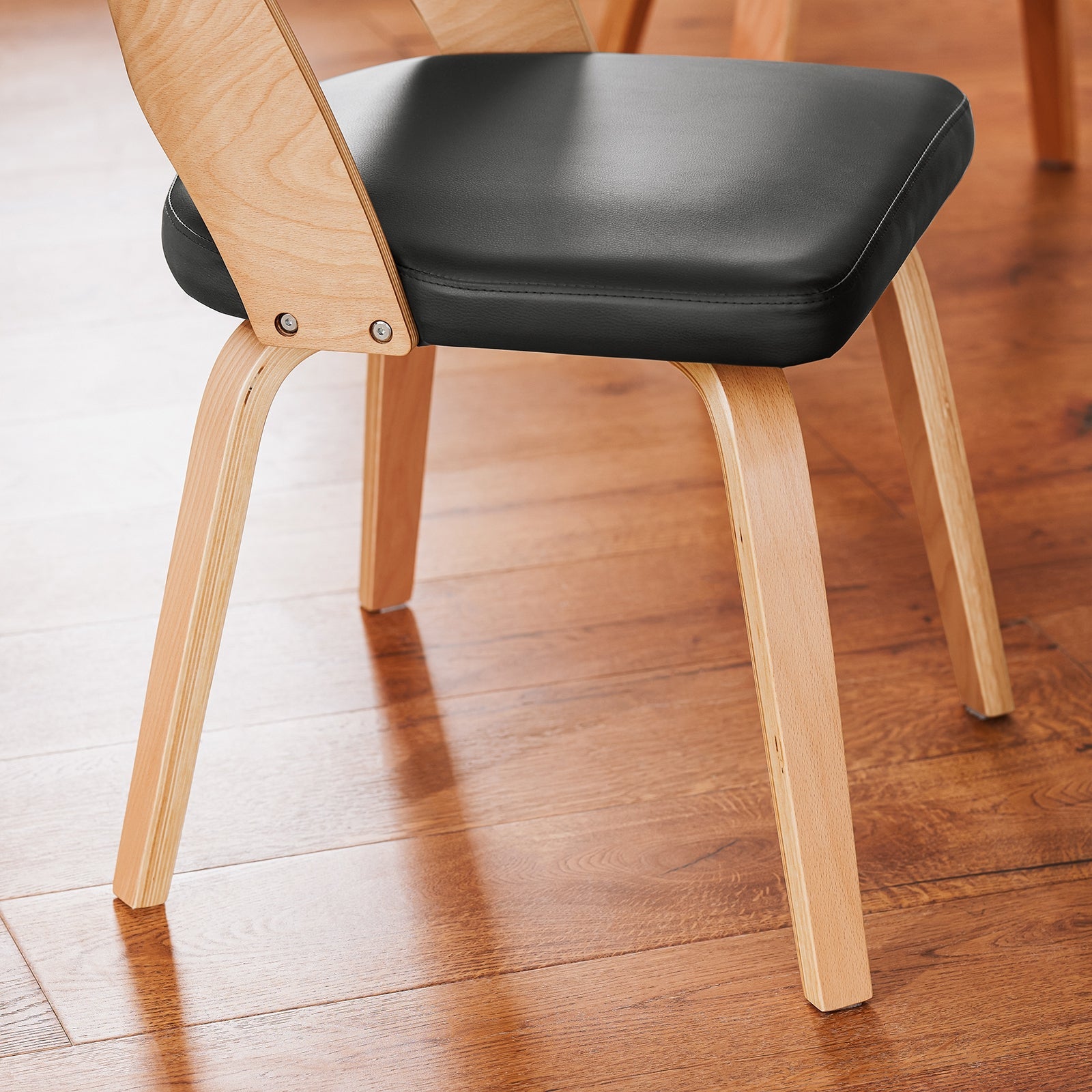 SoBuy Sedia in legno con schienale e seduta imbottiti Sedia per Cucina Sala da pranzo Ufficio Camera da letto Naturale-Nero 48x55x79cm FST97-SCH