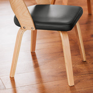 SoBuy Sedia in legno con schienale e seduta imbottiti Sedia per Cucina Sala da pranzo Ufficio Camera da letto Naturale-Nero 48x55x79cm FST97-SCH