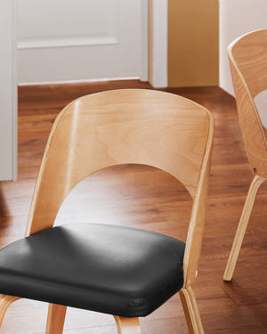 SoBuy Sedia in legno con schienale e seduta imbottiti Sedia per Cucina Sala da pranzo Ufficio Camera da letto Naturale-Nero 48x55x79cm FST97-SCH