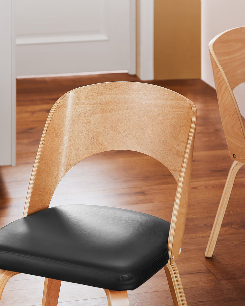 SoBuy Sedia in legno con schienale e seduta imbottiti Sedia per Cucina Sala da pranzo Ufficio Camera da letto Naturale-Nero 48x55x79cm FST97-SCH