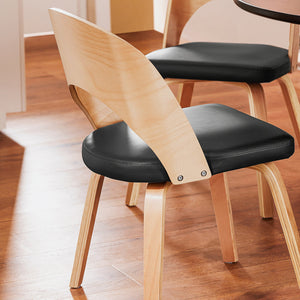 SoBuy Sedia in legno con schienale e seduta imbottiti Sedia per Cucina Sala da pranzo Ufficio Camera da letto Naturale-Nero 48x55x79cm FST97-SCH