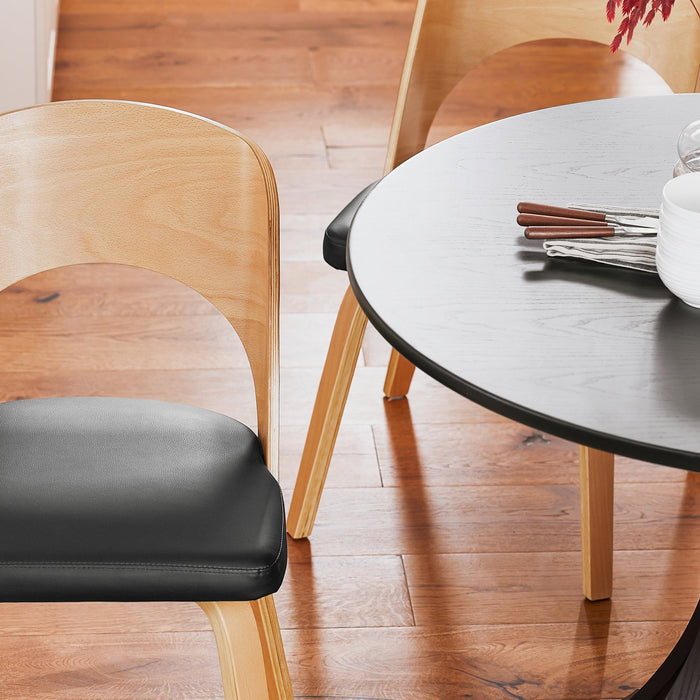 SoBuy Sedia in legno con schienale e seduta imbottiti Sedia per Cucina Sala da pranzo Ufficio Camera da letto Naturale-Nero 48x55x79cm FST97-SCH