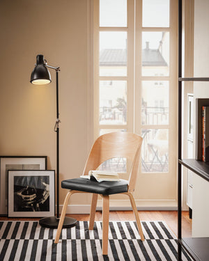 SoBuy Sedia in legno con schienale e seduta imbottiti Sedia per Cucina Sala da pranzo Ufficio Camera da letto Naturale-Nero 48x55x79cm FST97-SCH