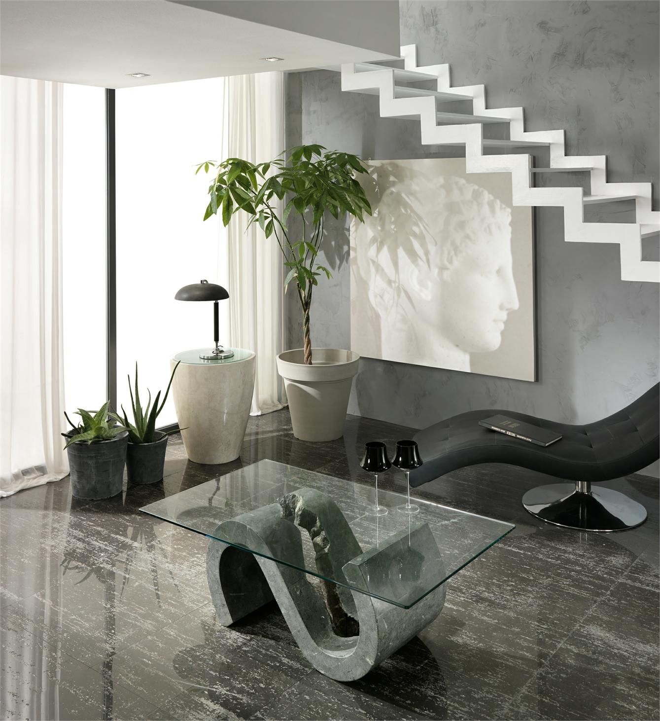 Flexus - Tavolino (120 x 70 - Trasparente) in vetro temperato grigio