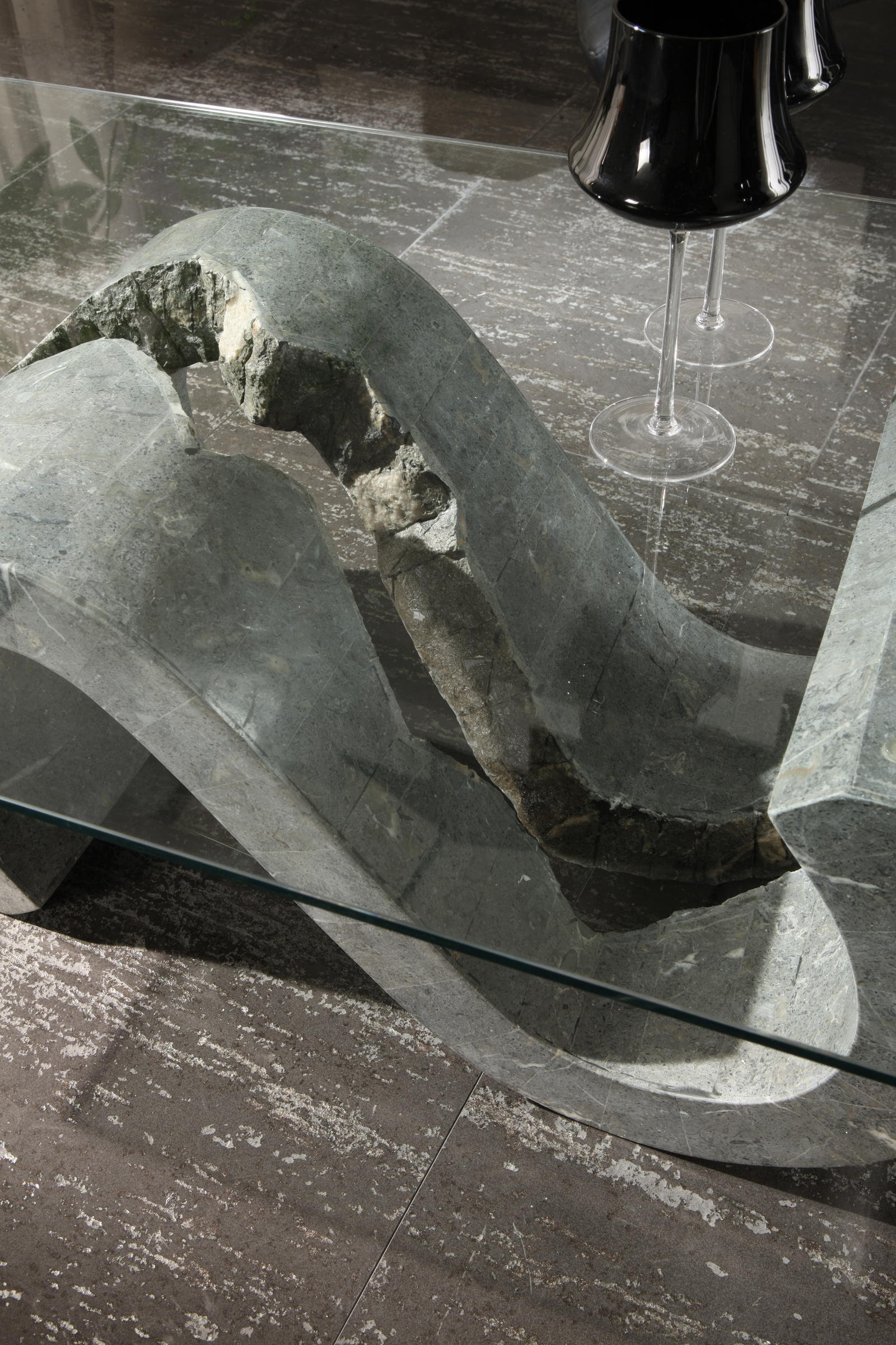 Flexus - Tavolino (120 x 70 - Trasparente) in vetro temperato grigio