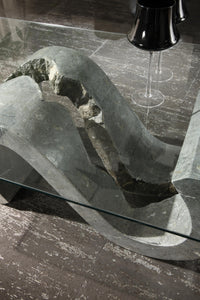 Flexus - Tavolino (120 x 70 - Trasparente) in vetro temperato grigio