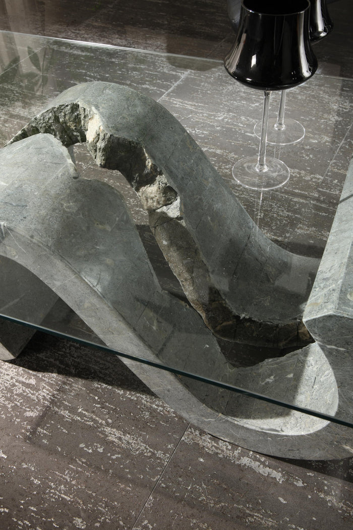 Flexus - Tavolino (120 x 70 - Trasparente) in vetro temperato grigio