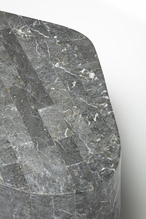 Trapezio - Tavolino (100 x 52 x 28h) in Pietra fossile grigio