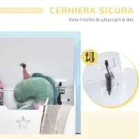 Baule Contenitore Portagiochi per Bambini (62x40x46.5cm) in Legno Bianco con Cerniere di Sicurezza