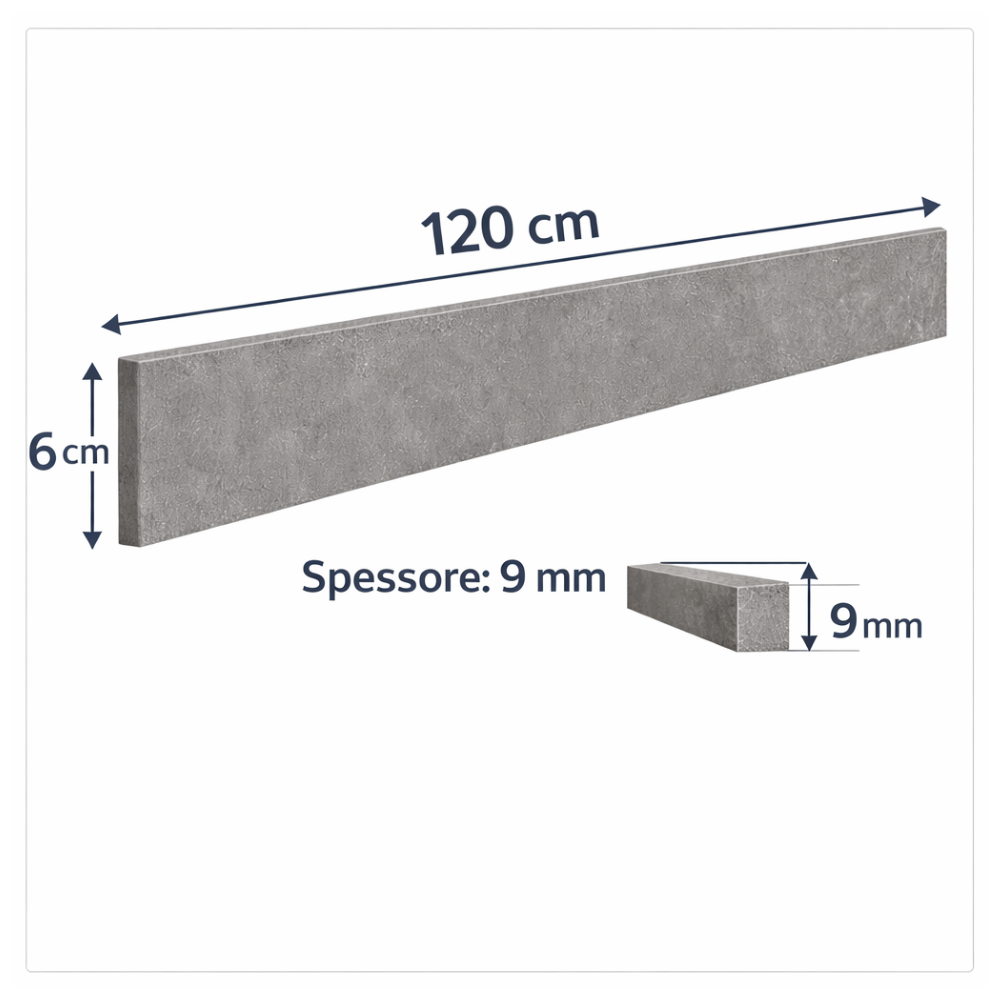 Battiscopa gres porcellanato 120x6 cm london grey s.agostino rettificato effetto pietra r11 opaco