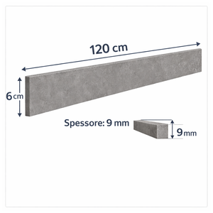 Battiscopa gres porcellanato 120x6 cm london grey s.agostino rettificato effetto pietra r11 opaco