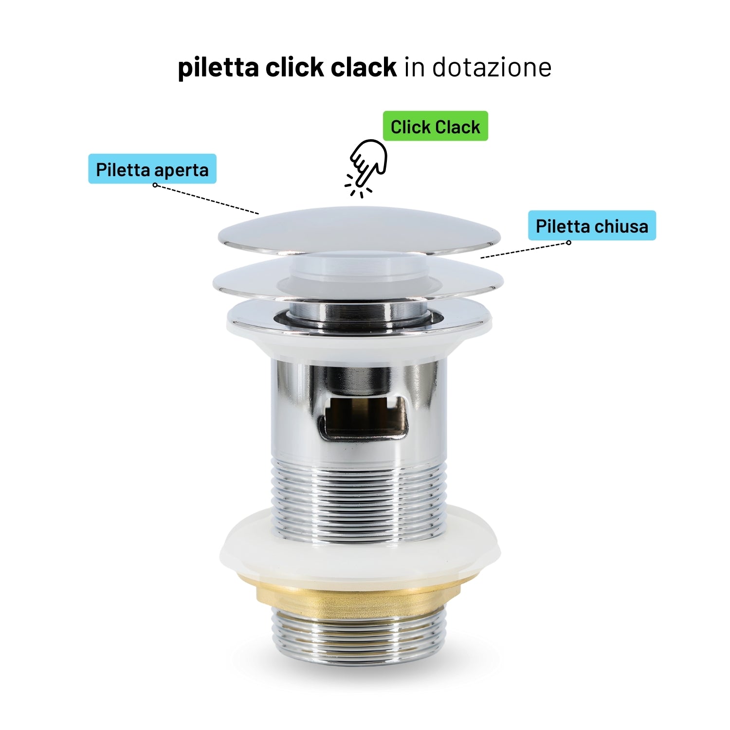 Miscelatore monocomando bidet jazz installazione rapida piletta click clack *** finitura- cromato, confezione 1