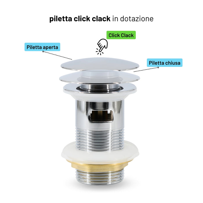 Miscelatore monocomando bidet jazz installazione rapida piletta click clack *** finitura- cromato, confezione 1