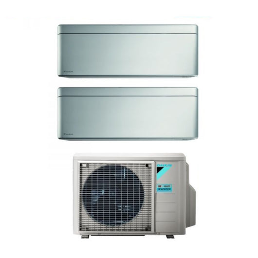 Climatizzatore Condizionatore Daikin Bluevolution Dual Split Inverter serie STYLISH TOTAL SILVER 7+15 con 2MXM50A R-32 Wi-Fi Integrato 7000+15000 Colore Grigio Garanzia Italiana