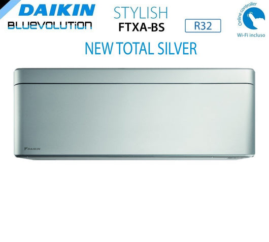 Climatizzatore Condizionatore Daikin Bluevolution Quadri Split Inverter serie STYLISH TOTAL SILVER FTXA-BS 9+9+12+12 con 4MXM80N R-32 Wi-Fi Integrato 9000+9000+12000+12000 colore GRIGIO Garanzia Italiana- Novità 2020