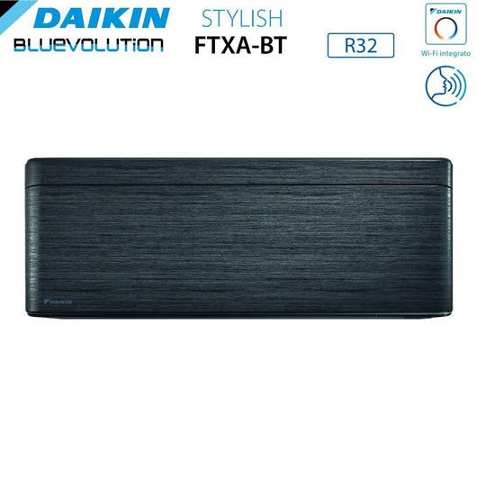 Climatizzatore Condizionatore Daikin Bluevolution Dual Split Inverter serie STYLISH REAL BLACKWOOD 7+18 con 2MXM50A R-32 Wi-Fi Integrato 7000+18000 Colore Legno Nero Garanzia Italiana
