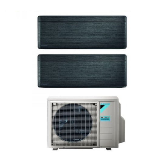 Climatizzatore Condizionatore Daikin Bluevolution Dual Split Inverter serie STYLISH REAL BLACKWOOD 9+15 con 2MXM50A R-32 Wi-Fi Integrato 9000+15000 Colore Legno Nero Garanzia Italiana