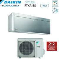 Climatizzatore Condizionatore Daikin Bluevolution Inverter serie STYLISH TOTAL SILVER 12000 Btu FTXA35BS R-32 Wi-Fi Integrato Classe A+++ Colore Grigio - Garanzia Italiana