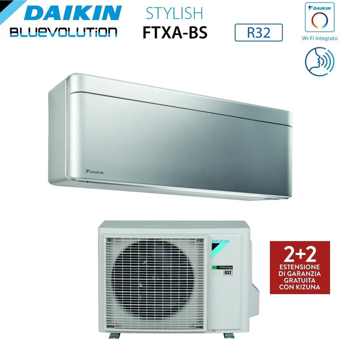Climatizzatore Condizionatore Daikin Bluevolution Inverter serie STYLISH TOTAL SILVER 12000 Btu FTXA35BS R-32 Wi-Fi Integrato Classe A+++ Colore Grigio - Garanzia Italiana