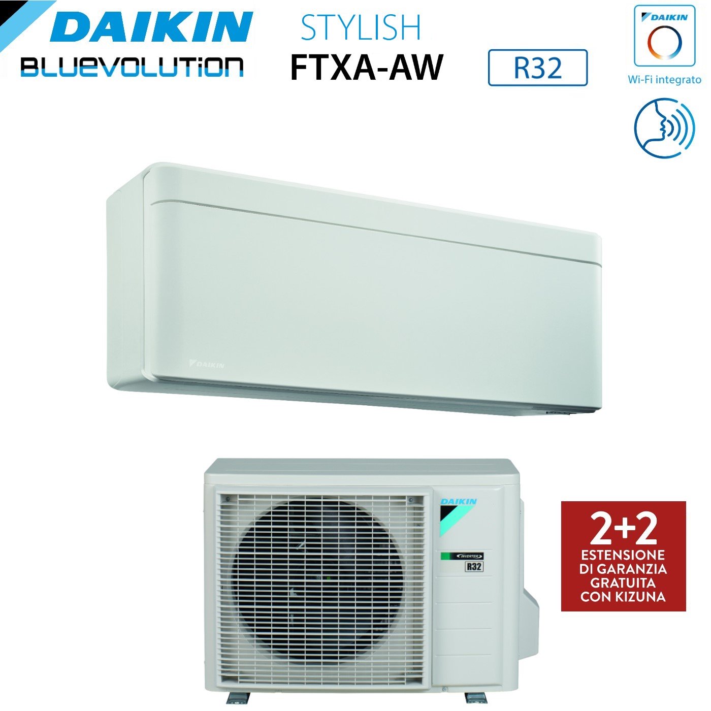 Climatizzatore Condizionatore Daikin Bluevolution Inverter serie STYLISH WHITE 18000 Btu FTXA50AW R-32 Wi-Fi Integrato Classe A++ Colore Bianco - Garanzia Italiana