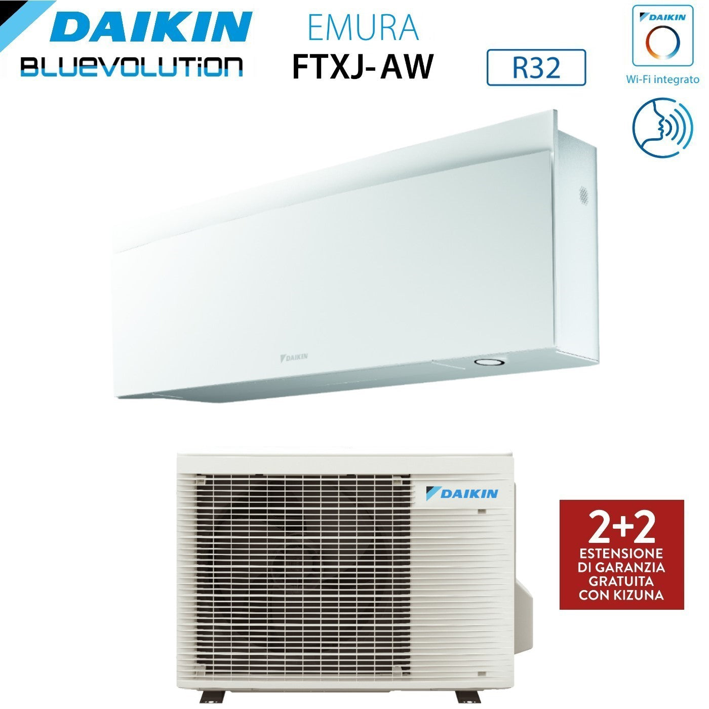 Climatizzatore Condizionatore Daikin Bluevolution Inverter serie EMURA WHITE III 9000 BTU FTXJ25AW R-32 Wi-Fi Integrato classe A+++ - Garanzia Italiana