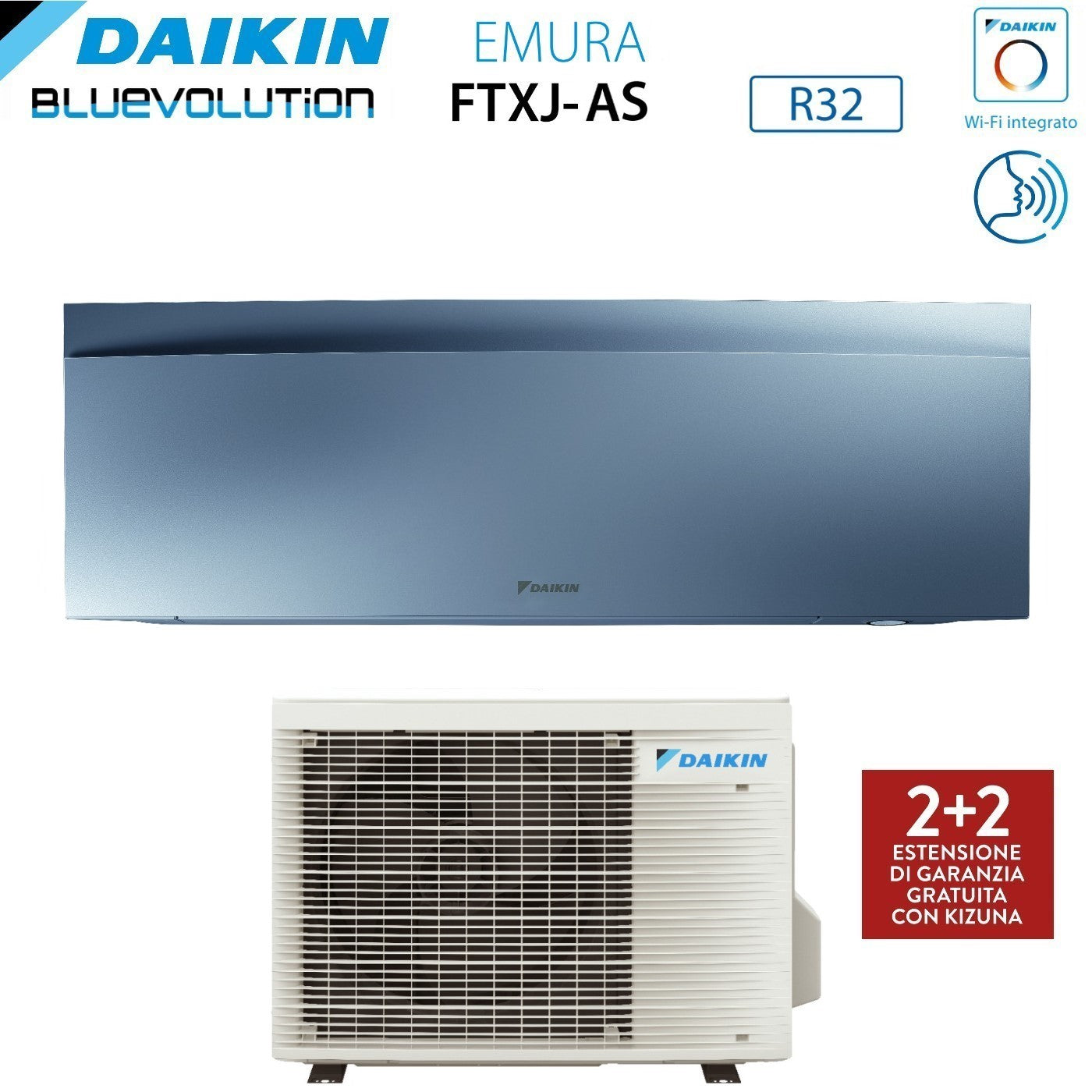 Climatizzatore Condizionatore Daikin Bluevolution Inverter serie EMURA SILVER III 12000 Btu FTXJ35AS R-32 Wi-Fi Integrato classe A+++ Garanzia Italiana - Novità