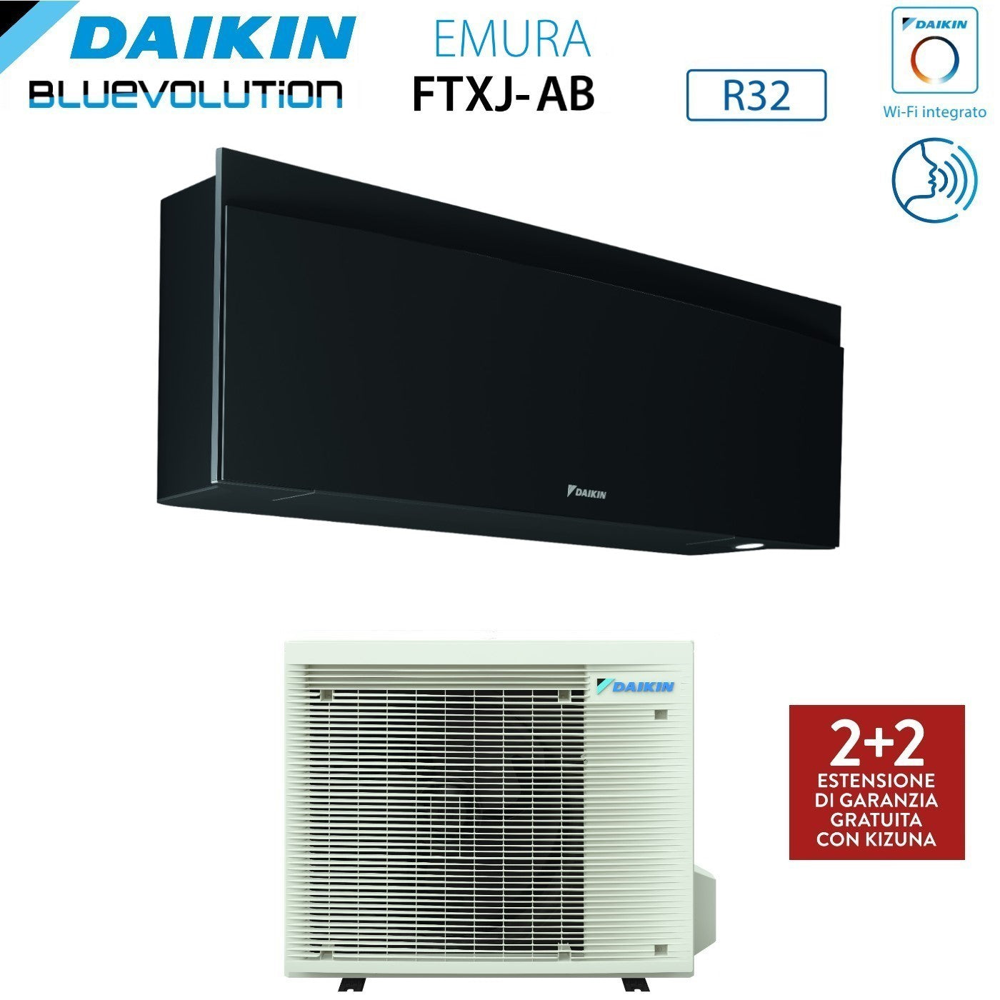 Climatizzatore Condizionatore Daikin Bluevolution Inverter serie EMURA BLACK III 15000 Btu FTXJ42AB R-32 Wi-Fi Integrato classe A+++ Garanzia Italiana - Novità