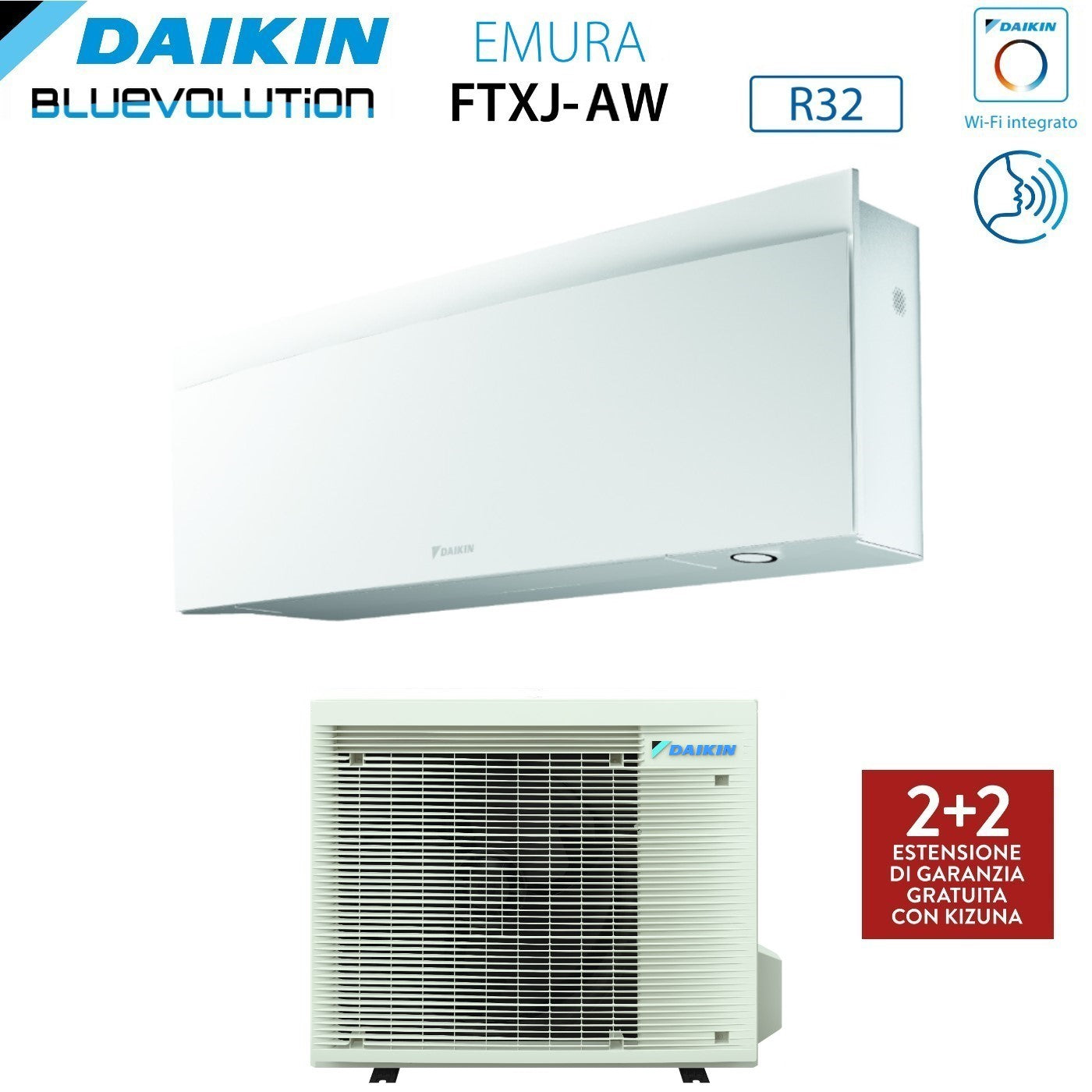 Climatizzatore Condizionatore Daikin Bluevolution Inverter serie EMURA WHITE III 15000 Btu FTXJ42AW R-32 Wi-Fi Integrato classe A++ Garanzia Italiana - Novità