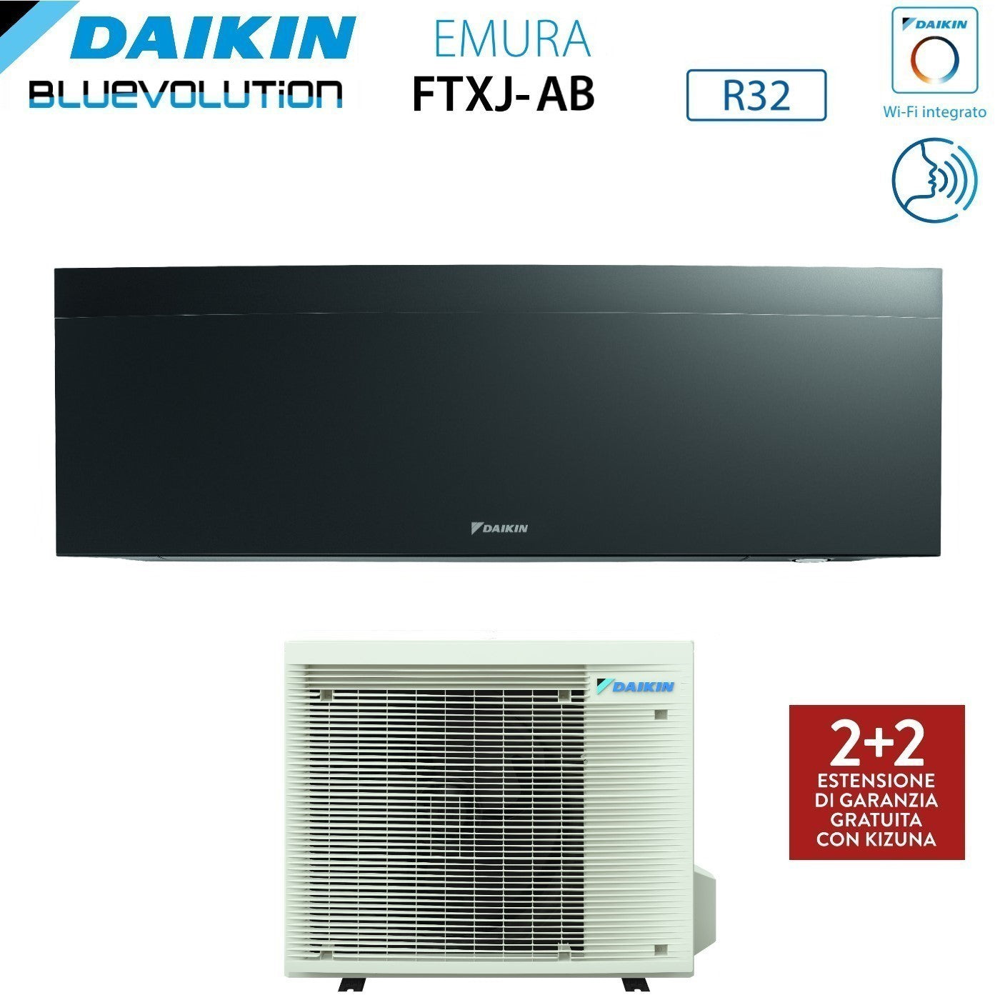 Climatizzatore Condizionatore Daikin Bluevolution Inverter serie EMURA BLACK III 18000 Btu FTXJ50AB R-32 Wi-Fi Integrato classe A++ Garanzia Italiana