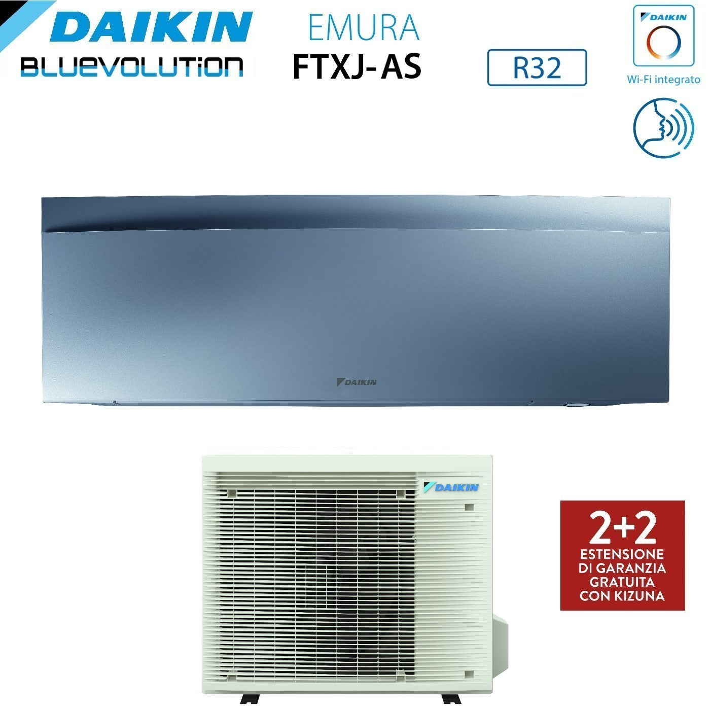 Climatizzatore Condizionatore Daikin Bluevolution Inverter serie EMURA SILVER III 18000 Btu FTXJ50AS R-32 Wi-Fi Integrato classe A++ Garanzia Italiana - Novità