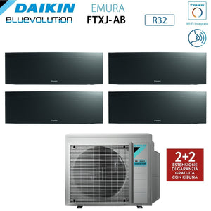 Climatizzatore Condizionatore Daikin Bluevolution Quadri Split Inverter serie EMURA BLACK III 7+7+12+18 con 4MXM80N R-32 Wi-Fi Integrato 7000+7000+12000+18000 Colore Nero - Garanzia Italiana
