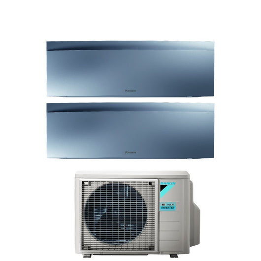 Climatizzatore Condizionatore Daikin Bluevolution Dual Split Inverter serie EMURA SILVER III 7+12 con 2MXM50A R-32 Wi-Fi Integrato 7000+12000 Colore Argento Garanzia Italiana