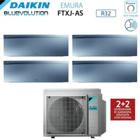 Climatizzatore Condizionatore Daikin Bluevolution Quadri Split Inverter serie EMURA SILVER III 7+7+9+15 con 4MXM80N R-32 Wi-Fi Integrato 7000+7000+9000+15000 Colore Argento - Garanzia Italiana