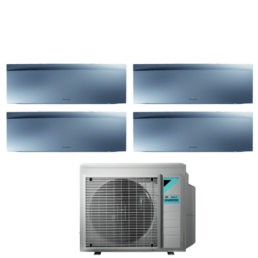 Climatizzatore Condizionatore Daikin Bluevolution Quadri Split Inverter serie EMURA SILVER III 7+9+9+18 con 4MXM80N R-32 Wi-Fi Integrato 7000+9000+9000+18000 Colore Argento - Garanzia Italiana