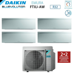 Climatizzatore Condizionatore Daikin Bluevolution Quadri Split Inverter serie EMURA WHITE III 7+7+7+7 con 4MXM80N R-32 Wi-Fi Integrato 7000+7000+7000+7000 Colore Bianco - Garanzia Italiana