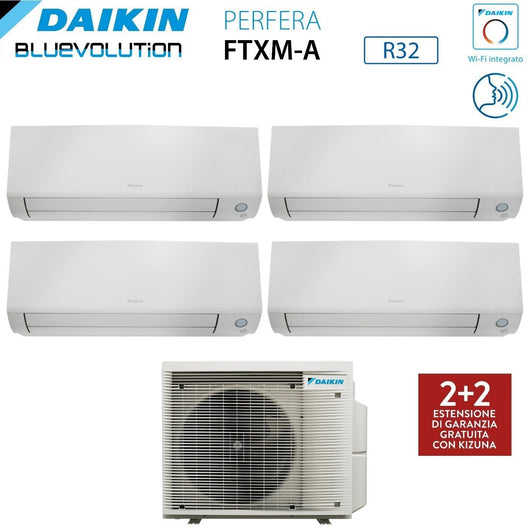 Climatizzatore Condizionatore Daikin Bluevolution Quadri Split Inverter serie PERFERA ALL SEASON 5+7+12+12 con 4MXM68A R-32 Wi-Fi Integrato 5000+7000+12000+12000 Garanzia Italiana