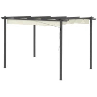 Pergola Gazebo da Giardino 3.96x2.96m con Tettuccio Retrattile e Struttura in Alluminio