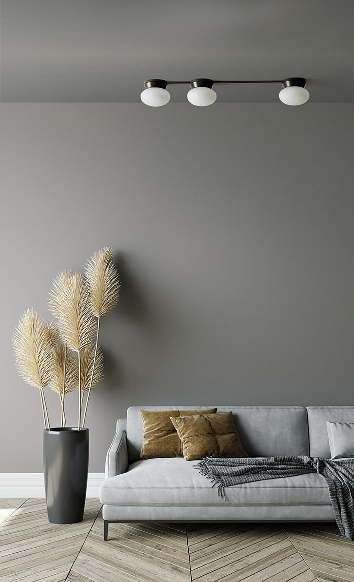 FUJI LAMPADA DA PARETE O SOFFITTO 3 LUCI GRIGIO TORTORA DIFFUSORE BIANCO ATTACCO GX53