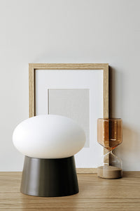 FUJI LAMPADA DA TAVOLO GRIGIO TORTORA DIFFUSORE BIANCO ATTACCO GX53 CON DIMMER