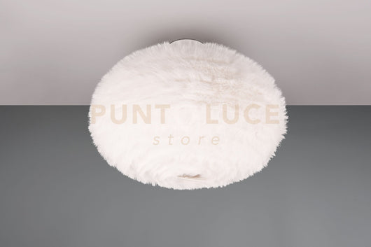 FURRY PLAFONIERA EFFETTO PIUMA BIANCA D. 50CM 2 LUCI ATTACCO E27
