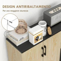 Credenza Moderna con 2 Armadietti e 2 Cassetti in Legno, 90x30x75.5cm, Noce e Nero