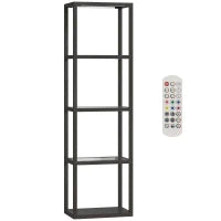 Lampada LED RGB 4 livelli con Ripiani in Vetro, Telecomando e Sincronizzazione Musica, Nero